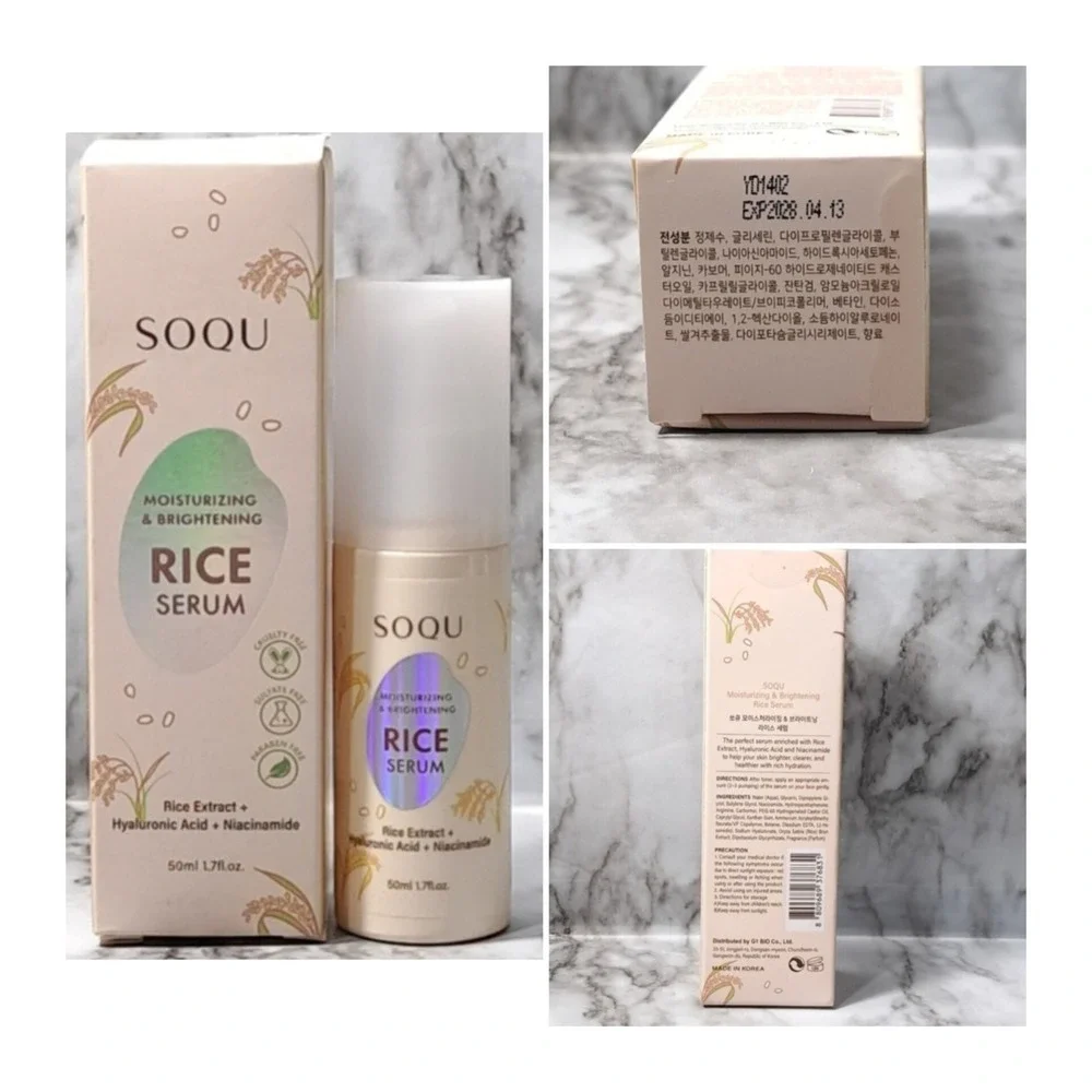 Set of 3‎ SOQU Moisturizing/Brightening RICE CREAM/SERUM /TONER